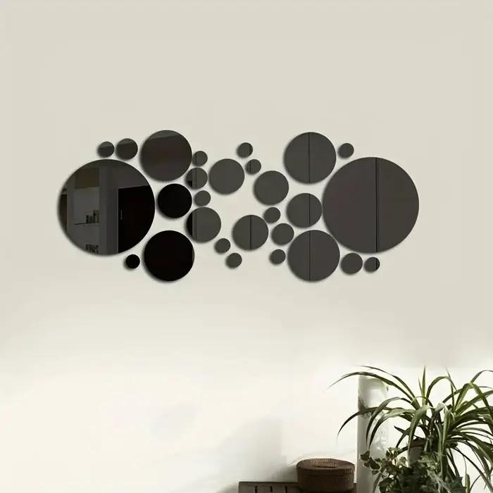 Autocollants muraux miroir acrylique 3D, miroir rond, autocollants muraux pour chambre à coucher, sa
