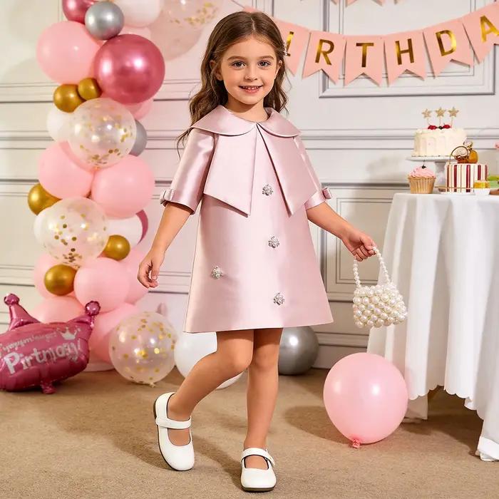 Nouvelle robe de princesse rouge à manches longues de style occidental pour filles, jupe évasée, rob