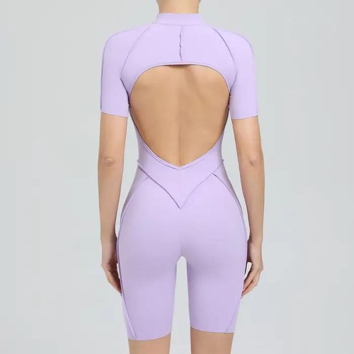 Combinaisons de Yoga sans couture, sport, Fitness, levage des hanches, dos nu, slim, fermeture éclai