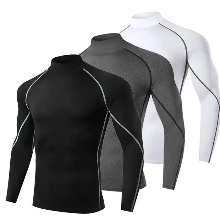 T-shirt compression hommes séchage rapide - Haut fitness musculation gym rashgard manches longues