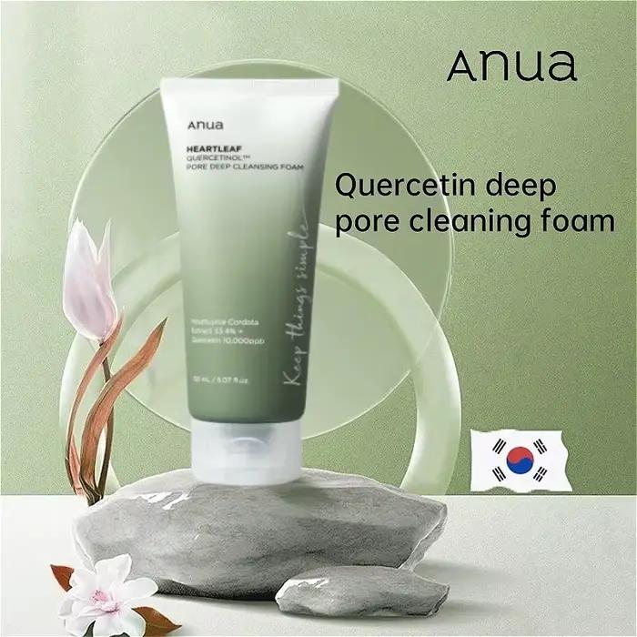 Ensemble de soins de la peau Anua, nettoyant visage Heartleaf, mousse nettoyante, nettoyage en profo