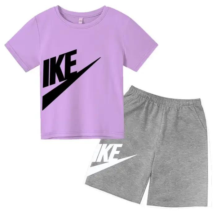 Ensemble deux pièces pour enfants, manteau de marque, t-shirt à col rond + short, vêtements à la mod