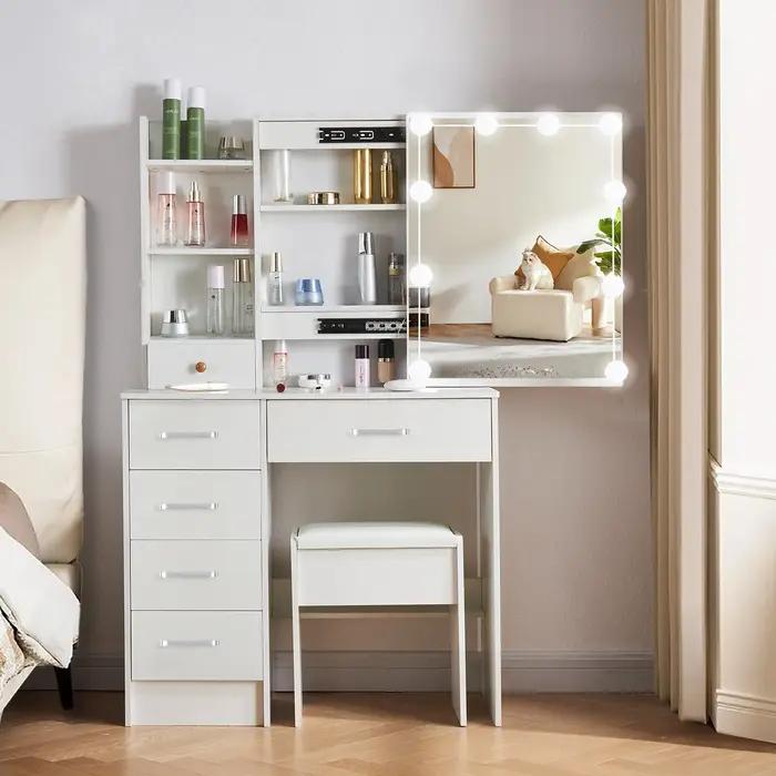 Ensemble de commode 4.2 par LED, 3 couleurs, luminosité réglable, commode blanche avec wers de proxi