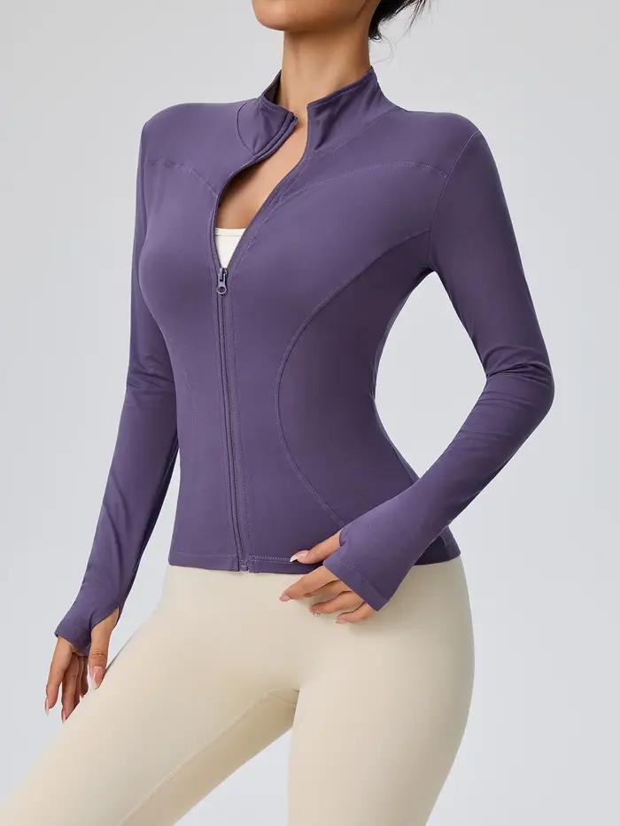 Vêtements de fitness à manches longues pour femmes, veste de sport amincissante à col montant pour c
