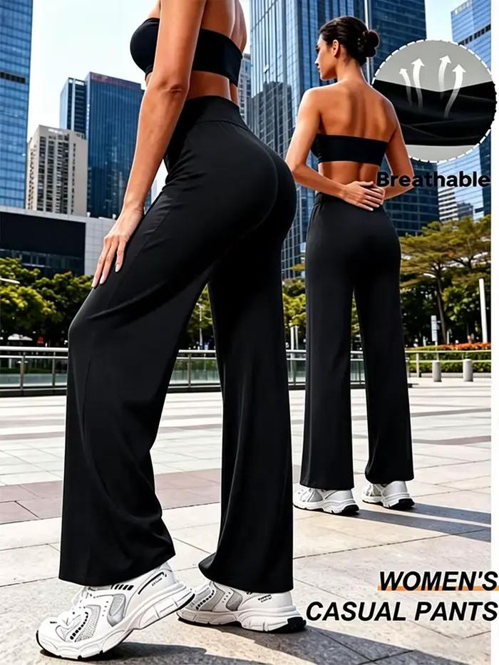 Pantalon de sport souple à jambe droite pour femme, taille mi-haute, pour yoga, fitness, entraînemen