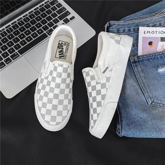 Adulte printemps automne toile chaussures un pied sans lacet chaussures Version coréenne étudiant bl