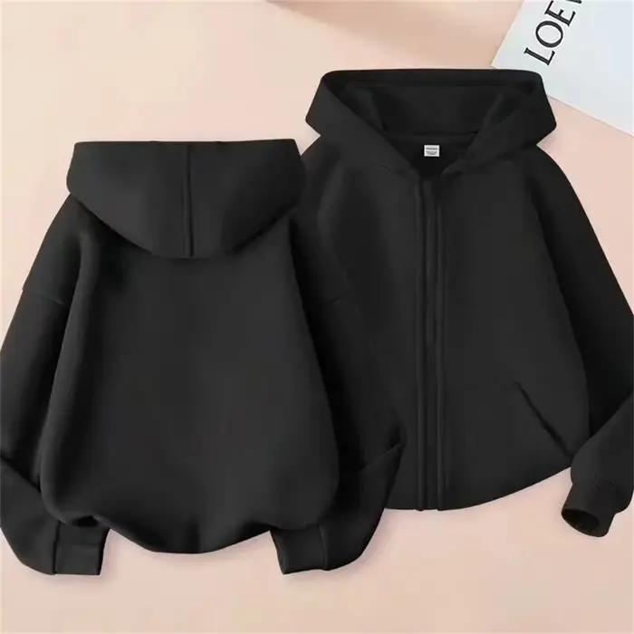 Enfants mode fermeture éclair style vêtements garçons sweat à capuche pour filles hauts printemps au