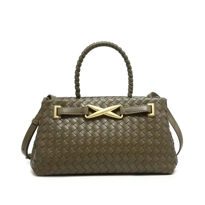 Nouveauté tissage Style femmes sac à main de luxe en cuir PU fourre-tout décontracté spacieux sac de