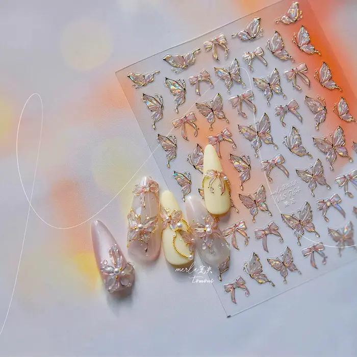 Gelée papillon 5D Nail Art autocollant strass cristal charmant brillant insectes animaux bricolage a