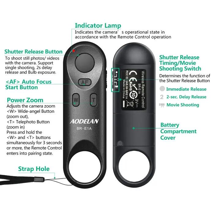 AODELAN BR-E1A Sans Fil Bluetooth Télécommande Déclencheur pour IL EOS R100 R5II R3 RP 850D 6DII 90D