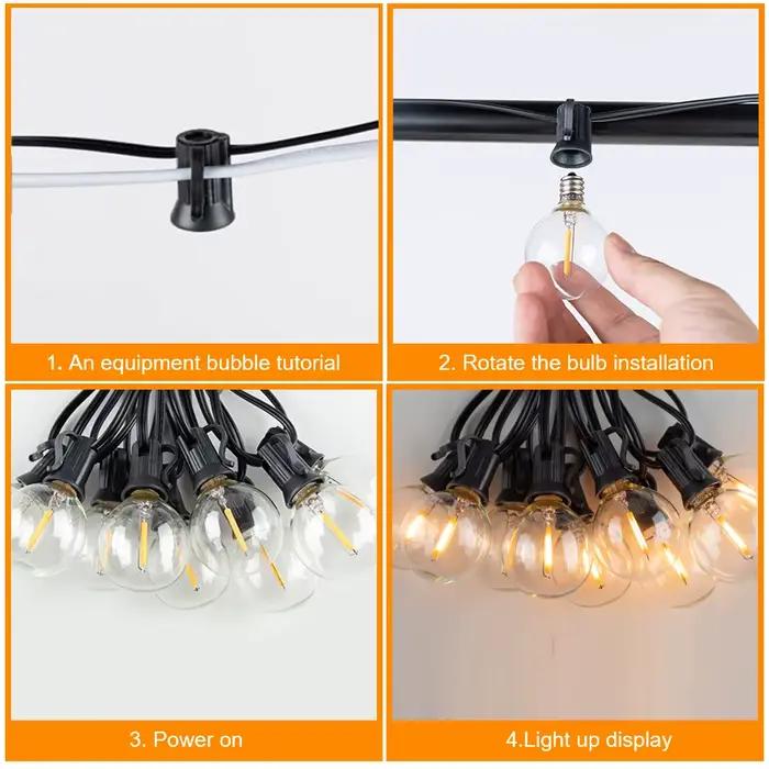 G40 LED guirlande extérieure boule lumières 7.6 M/20 M incassable Patio lumières pour extérieur arri
