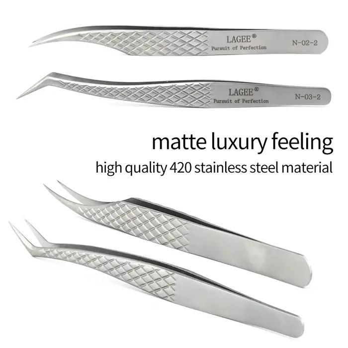 LAGEE pince à épiler extension de cils volume précis luxe diamant poignée 420 acier inoxydable haute
