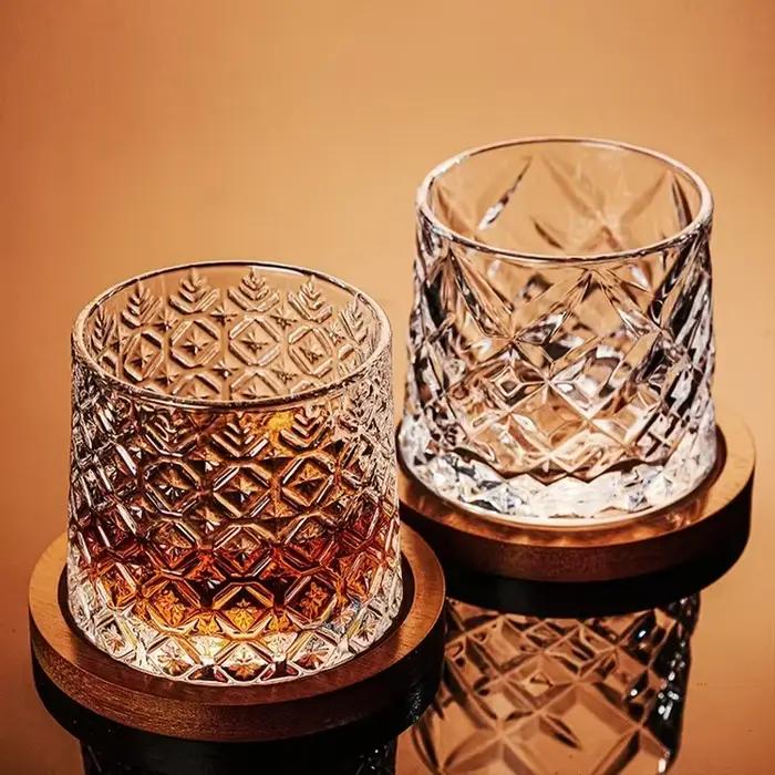 Verre à whisky avec Base, verres à whisky en cristal rotatifs, verre de brandy pour vin, verres pour