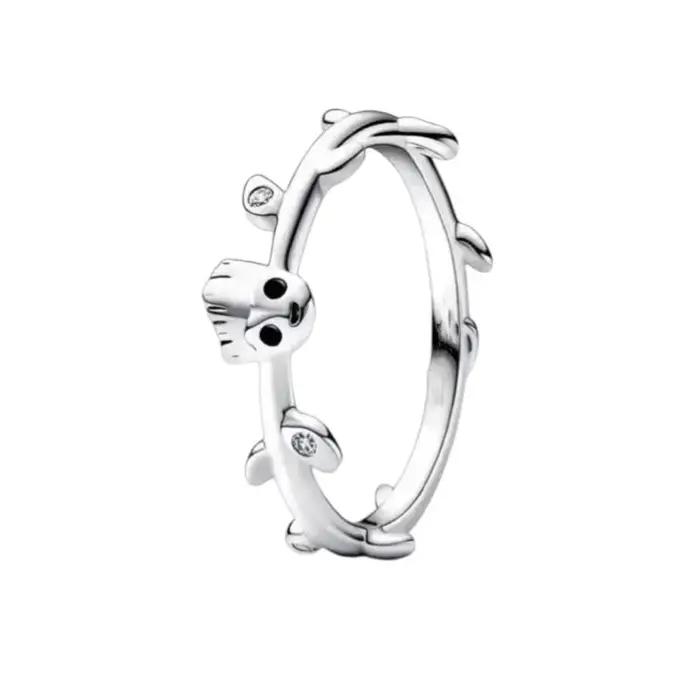 Bague en argent 925% pur avec nœud papillon, cœur et couronne en zircone, cadeau d'amour pour femmes