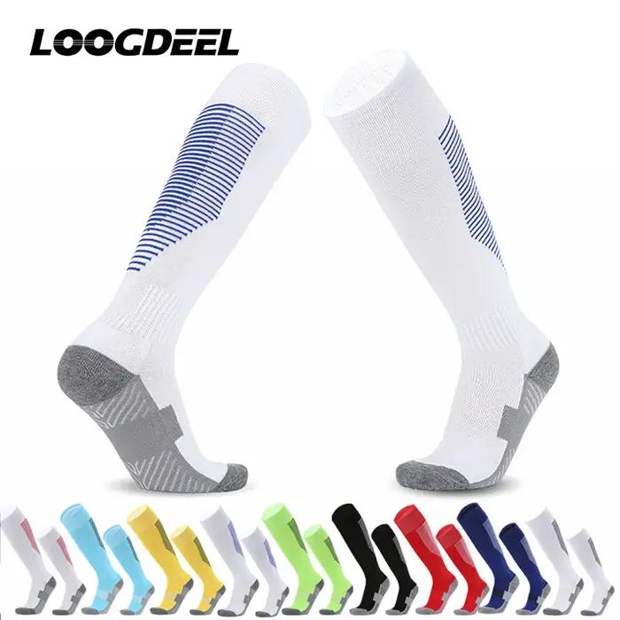 Chaussettes football baseball Loogdeel adultes enfants genou coton Spandex sport longues
