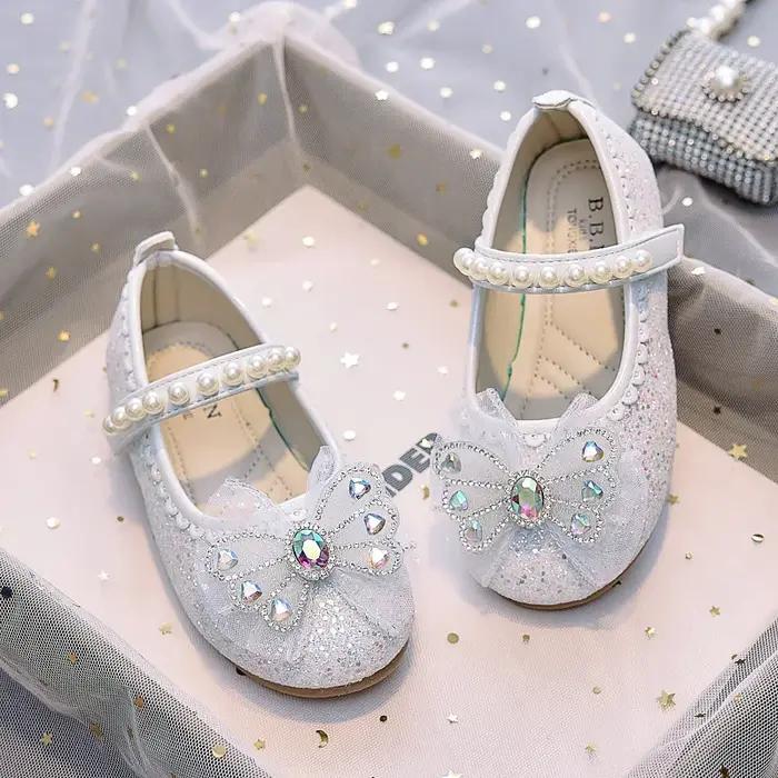 Nouvelles Chaussures Souples de Princesse en Cristal 2026 pour Enfants – Ballerines Décontractées et