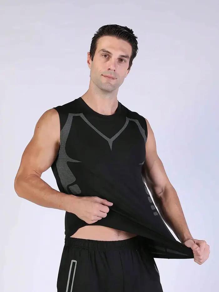 Maillot de sport élastique à compression pour homme, sous-vêtement respirant, séchage rapide, absorb