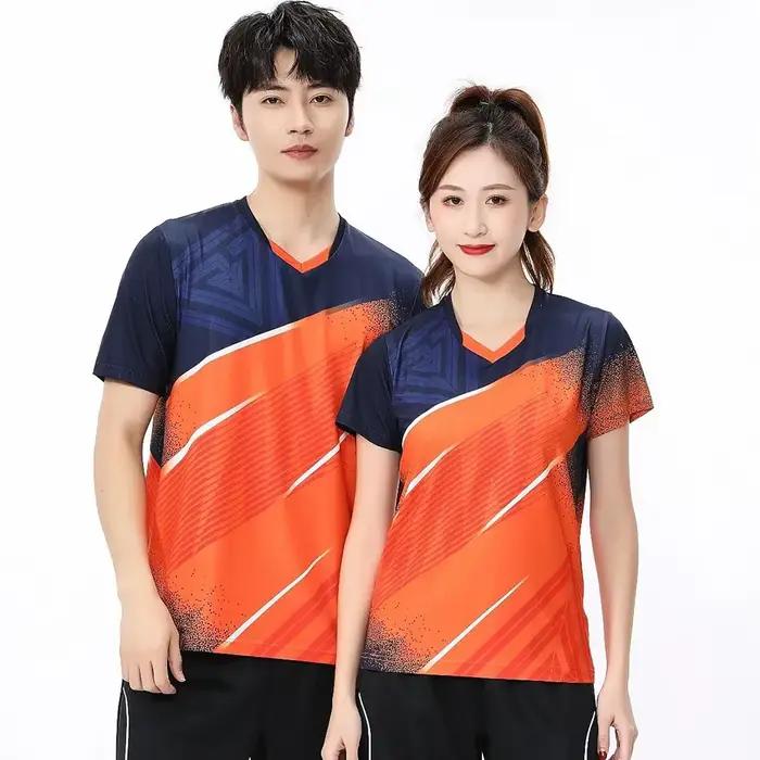 T-shirt de tennis et de ping-pong à séchage rapide pour hommes et femmes, manches courtes, maillot d