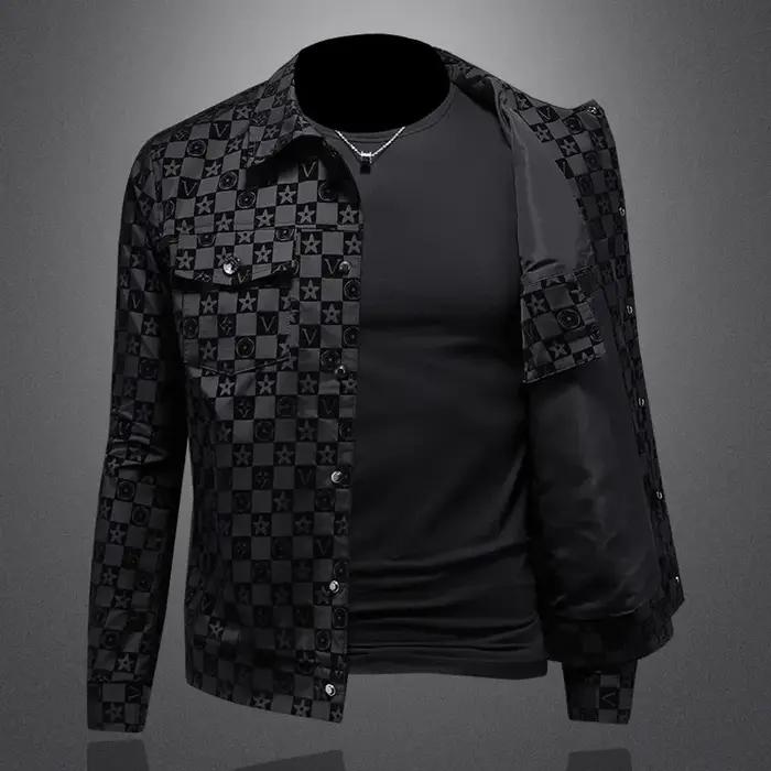 Veste à revers à fleurs foncées pour hommes, grande taille, coupe cintrée, décontractée, tendance, b