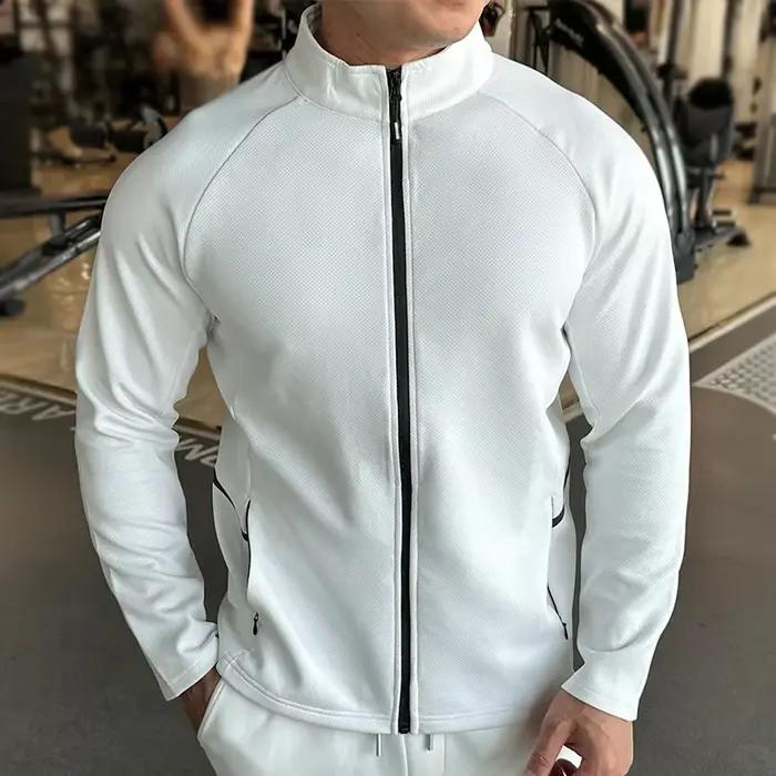 Veste de sport à manches longues pour homme, maillot zippé, t-shirt à séchage rapide, maillot de fit