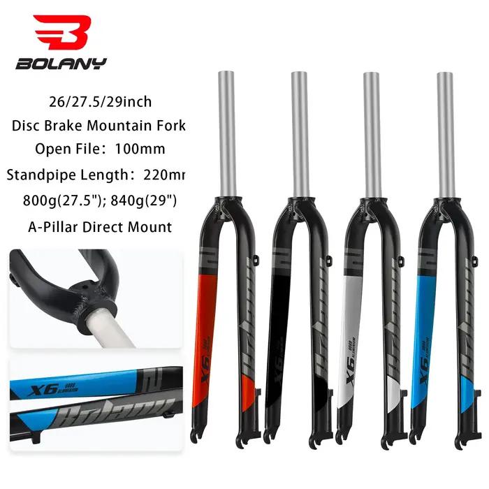Fourche Rigide pour VTT Bolany X6 Alliage Aluminium Tailles 26 27 29 Pouces Vélo Montagne Haute Performance Occasions Spéciales