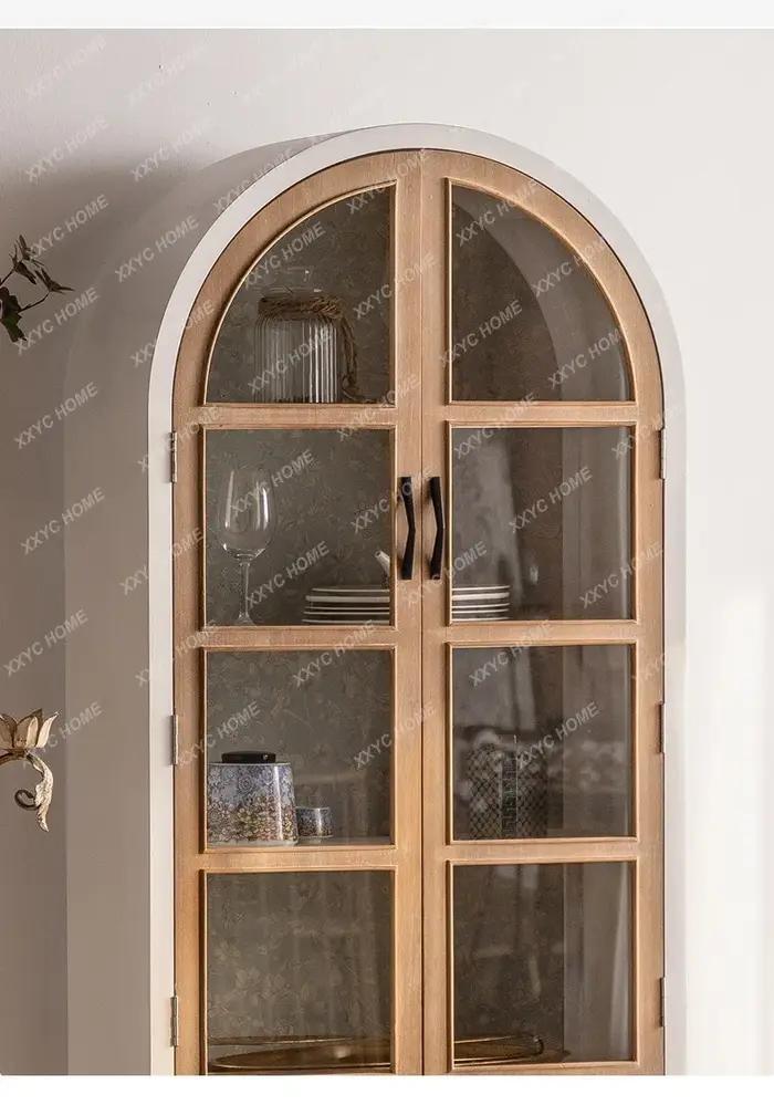 R1 nordique rétro porte en verre buffet armoire à thé salon américain intégré mur armoire à vin bibl