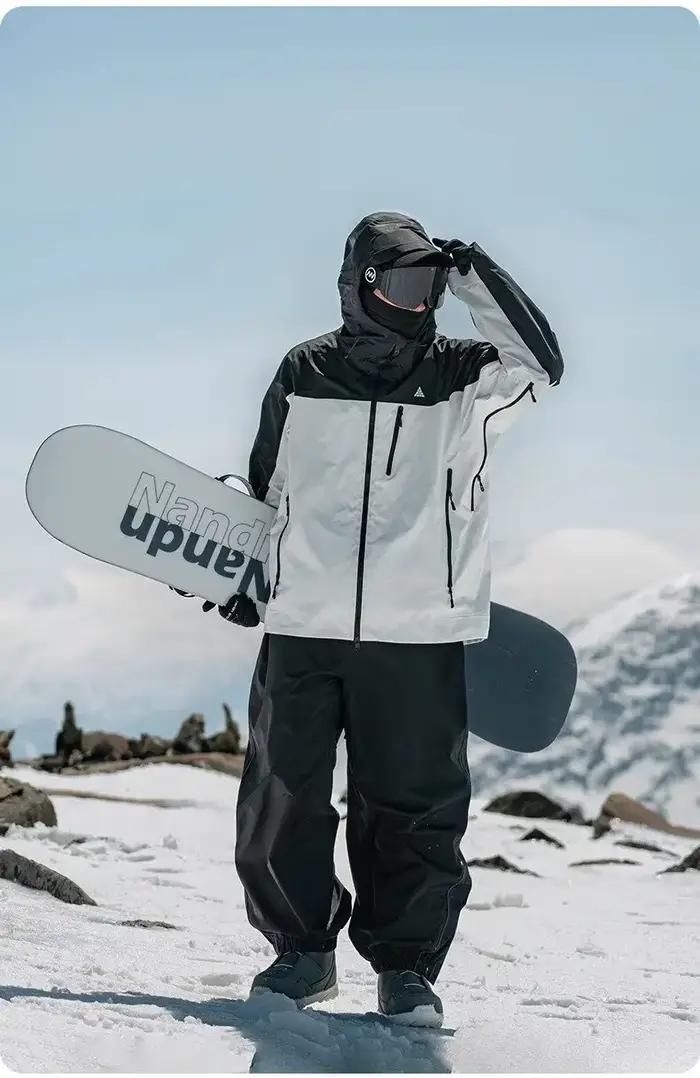 Pantalon de ski imperméable coupe ample double planche résistant à l'usure pour hommes et femmes occasions spéciales descentes de ski compétitions