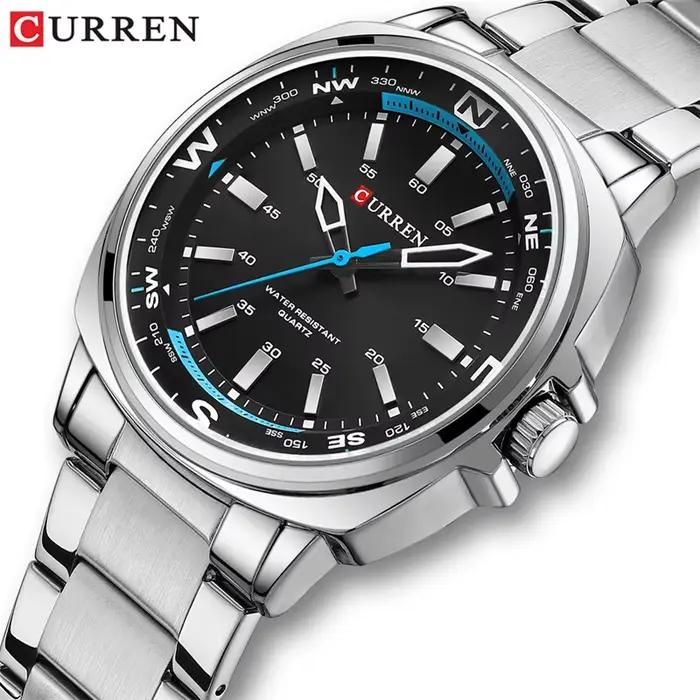 CURREN 8455 montre à Quartz de mode pour hommes affaires bracelet en acier inoxydable veilleuse étan