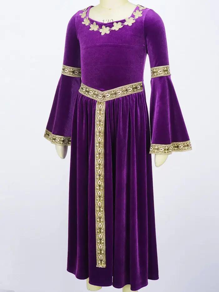 Costumes pour enfants 2026, robe de princesse médiévale Renaissance pour filles, robe de fête en vel