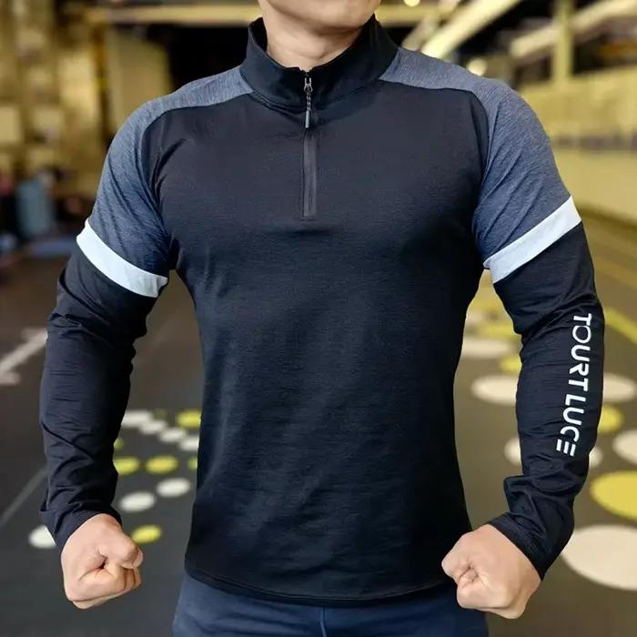 T-Shirt de course à Compression pour hommes, sweat-shirt élastique respirant, manches longues, hauts