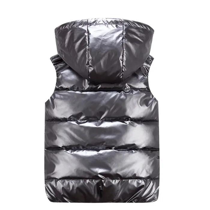 Gilet à capuche classique homme/femme/enfant hiver à capuche gilet en coton brillant gilet décontrac