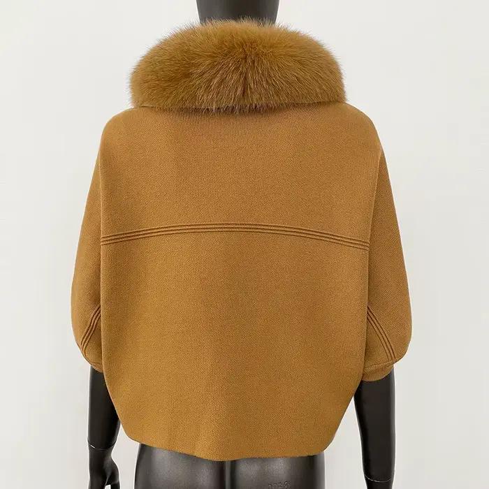 FURYOURSELF 2025 nouveau réel renard raton laveur col de fourrure manteau tricoté pull femmes à manc
