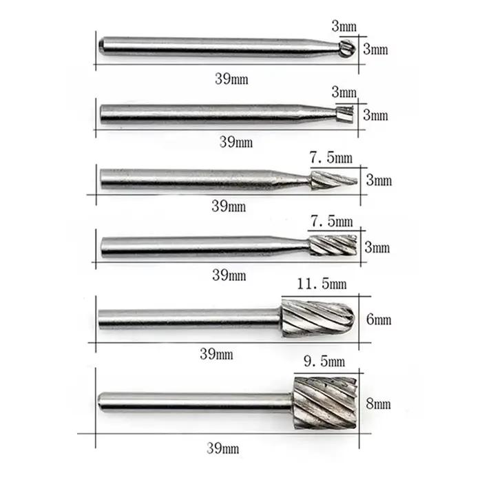 6 pièces Dremel outil rotatif Mini foret ensembles HSS routeur meulage fraises pour bois métal sculp