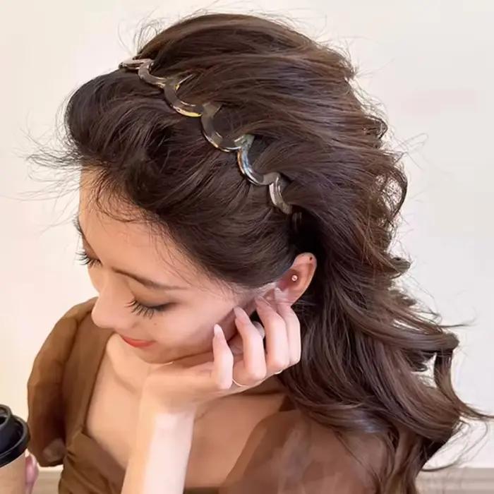 Peigne à cheveux en forme de U pour femmes coréennes, bande de sauna coordonnante, cerceaux en plast