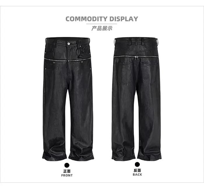 MIJKO unisexe brosse cire fermeture éclair Original vache jean hommes et femmes Denim pantalon ZJ117