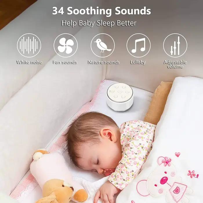Machine à bruit blanc, Machine sonore de bureau pour bébé, sucette, veilleuses 7 couleurs, 34 sons a