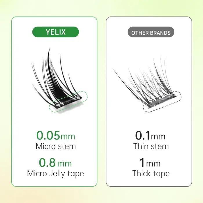 Yélix Faux-cils auto-adhésifs en grappe, Extension de cils pour les yeux de chat, sans colle, ré