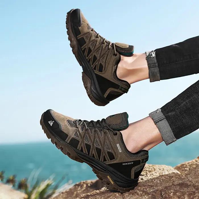HIKEUP nouveauté hommes chaussures de randonnée respirant à lacets Trekking mâle amorti en plein air