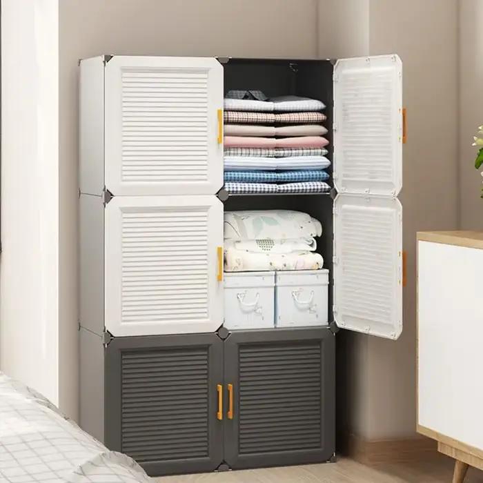 Armoire de Rangement Multifonctionnelle, Meuble de Chambre à Coucher, Casier à Assembler Pliable, Pa