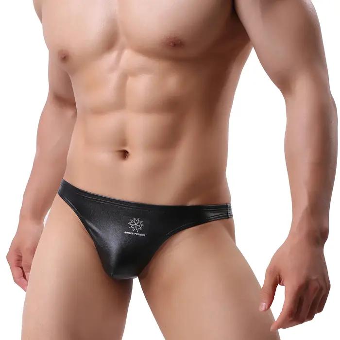 String de natation en similicuir pour hommes, culotte bikini sexy, string, confortable, culotte en p
