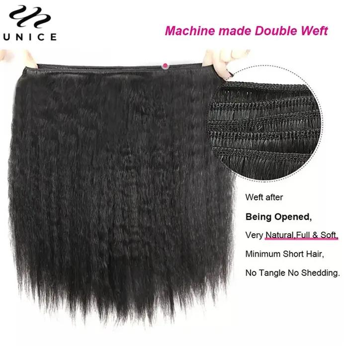 Mèches naturelles crépues lisses-UNice Hair, 100% cheveux humains, 3/4 humains, à coudre, en lots de