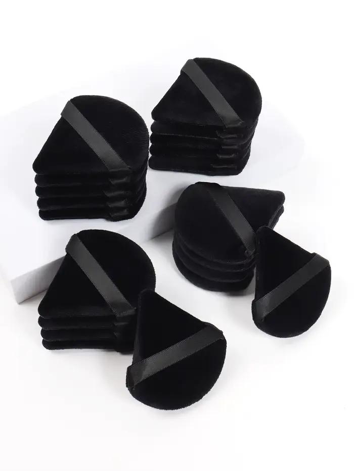 Triangle noir bouffée de poudre éponge de maquillage pour le visage doux velours cosmétiques bouffée
