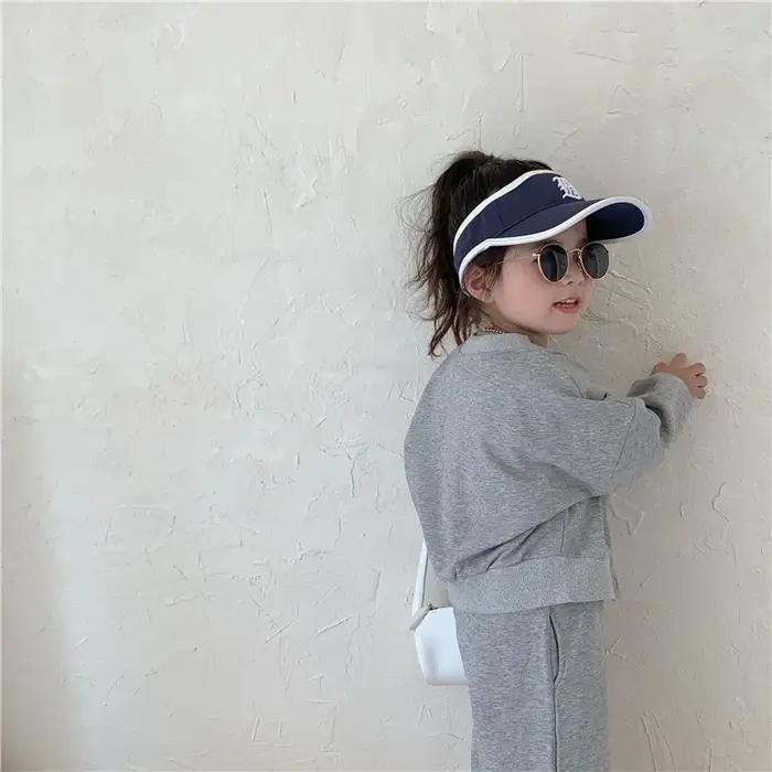 Ensembles de sport pour filles, 2 pièces, col rond, manches longues, chemisier et pantalon, nouvelle