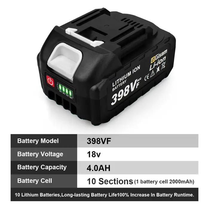 Batterie rechargeable Gisam 4.5Ah 4.0Ah 2.0Ah Lithium-ion 198VF 398VF 928VF Li-ion pour batterie Mak