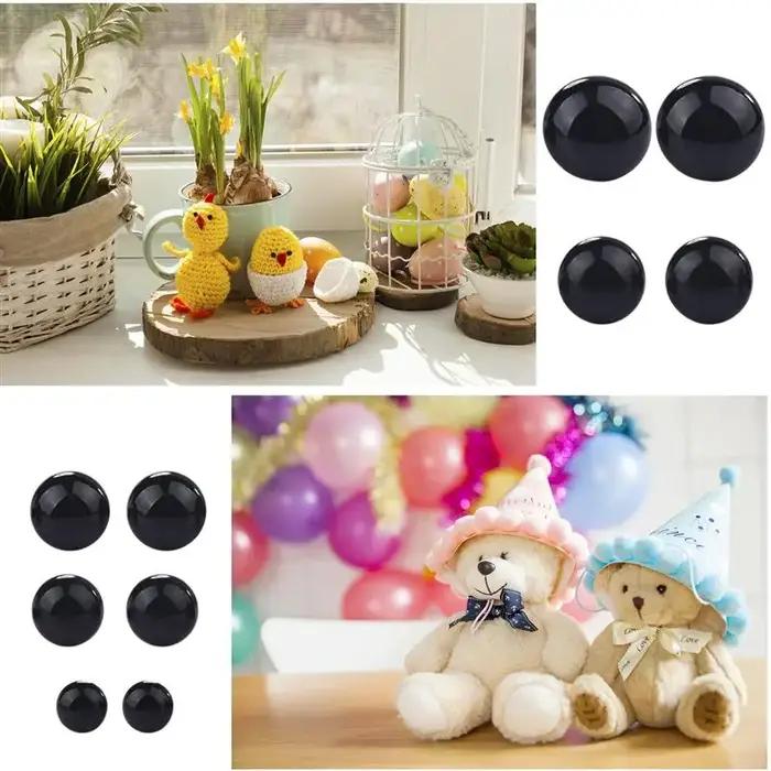 100 pièces de boules oculaires en plastique noir pour poupée, accessoires de sécurité pour jouets, A
