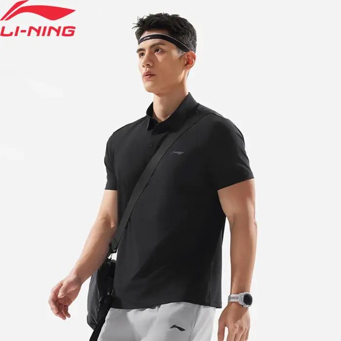 Li-Ning Polo d'entraînement pour hommes AT DRY FREEZE Coupe régulière 74% polyamide 26% élasthanne L