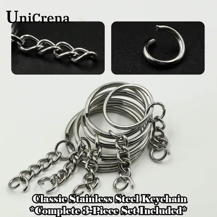 Unicrena Anneau à Bascule Acier Inoxydable avec Chaîne et Anneaux - Porte-Clés pour DIY, Création de