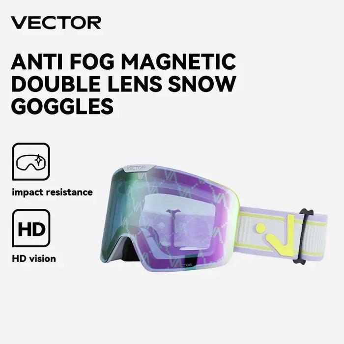 VECTOR Lunettes de ski magnétiques avec lentille à changement rapide et étui, protection 100% UV400,