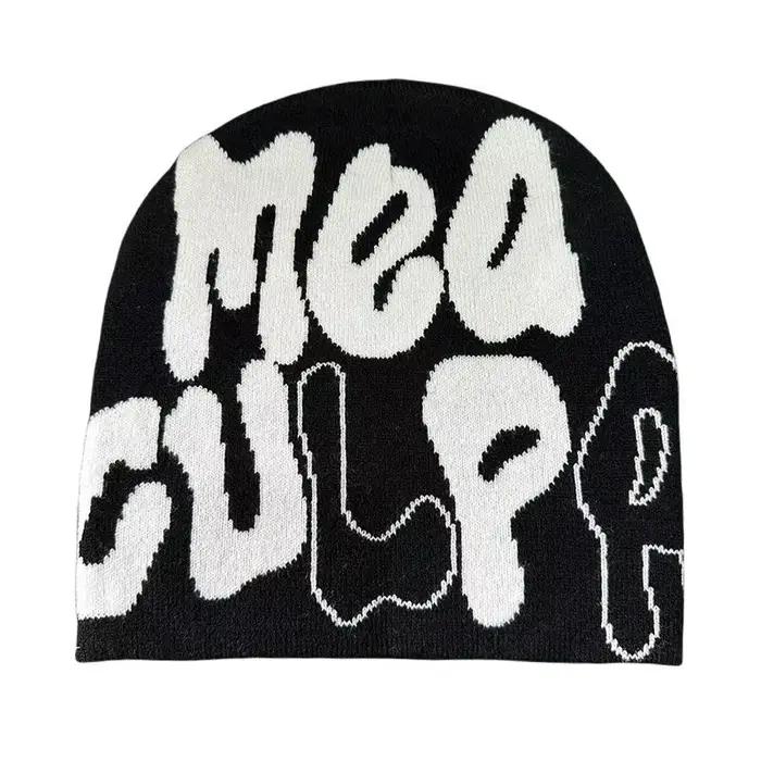 Mea Culpa tricot bonnets chapeau pour femmes hommes Couple Y2K quel est à la mode Bonnet Kpop laine