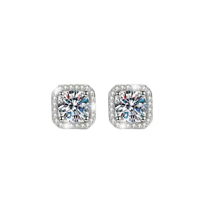 DISINIYA – boucles d'oreilles couleur Mosonite, sac carré, bijoux de mariage, fête simple et à la mo